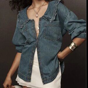 Anthro - Pilcro Jean Shirt with Statement collar